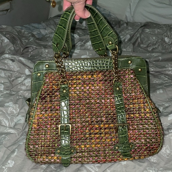 The Limited Green Multicolor Buckle Wool Blend Woven Knit Bag - Picture 11 of 12